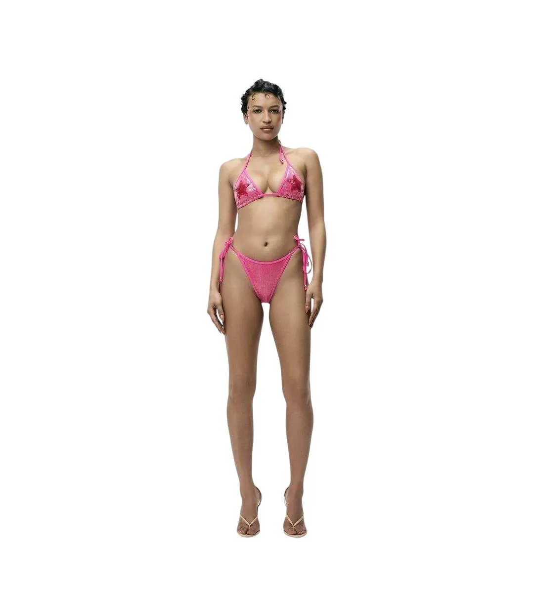 Bas De Maillot De Bain Motif/style Paillette Femme Rose Adidas-4