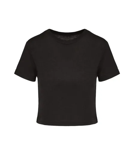 Womens/ladies Triblend Crop Top Black Proact