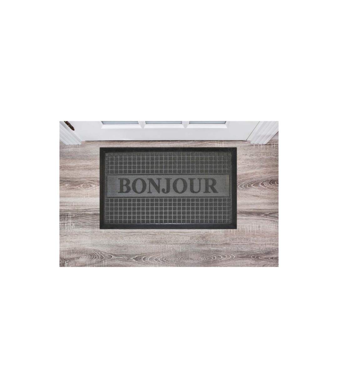 Tapis d'Entrée Bonjour 45x75cm Gris-3