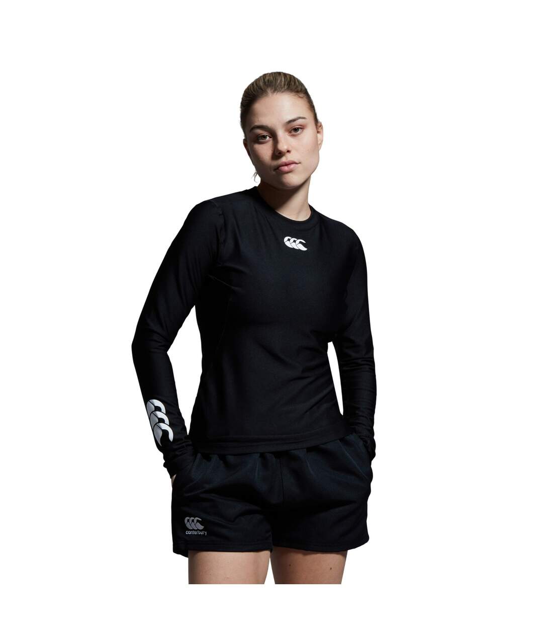 Womens/ladies Thermoreg Long-sleeved Top Black Canterbury-1