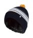 Ladies Knitted Beanie Bobble Hat with Small Pom Pom-1