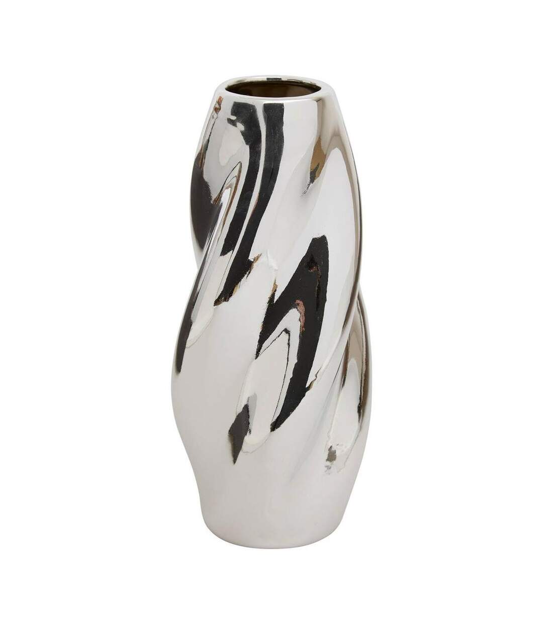 Vase Design Torsadé en Dolomite Sky 28cm Argent-1