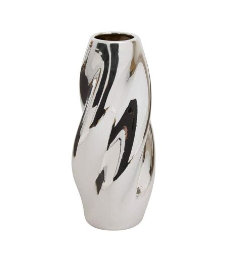 Vase Design Torsadé en Dolomite Sky 28cm Argent