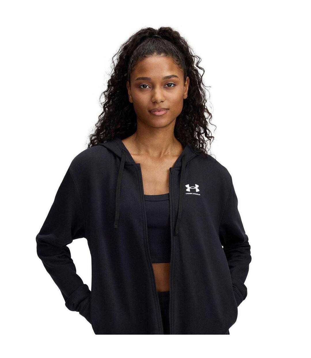 Veste À Capuche Manches Longues Rival Terry Femme Noir Under Armour-3