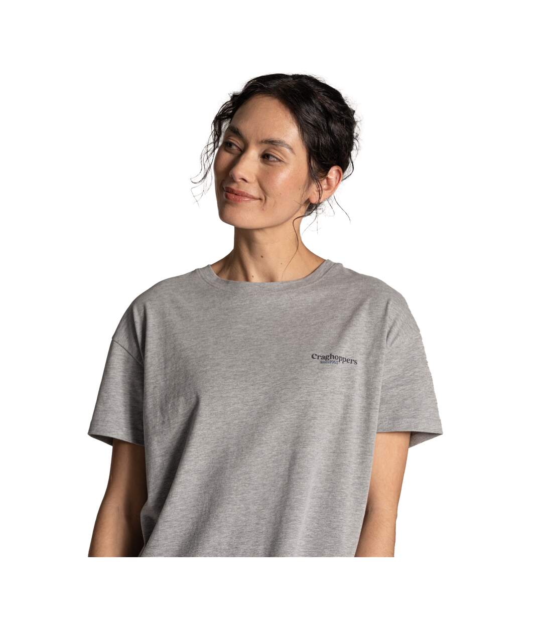 T-shirt Manches Courtes Motif/style Paysage Yago Femme Gris Clair Chiné Craghoppers-4