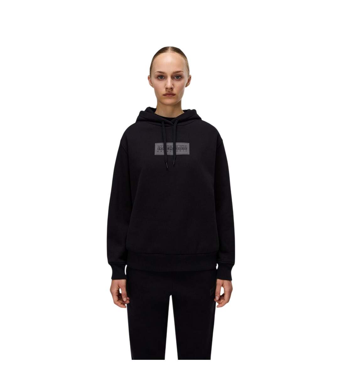 Sweat À Capuche Motif/style Logo Rectangulaire Femme Noir Napapijri-4