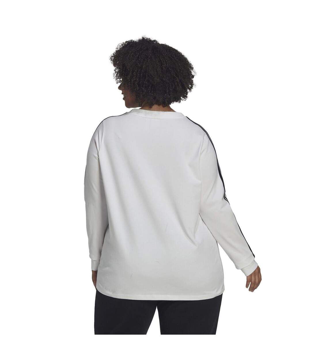 Haut Manches Longues Motif/style 3 Rayures Femme Blanc Adidas-3
