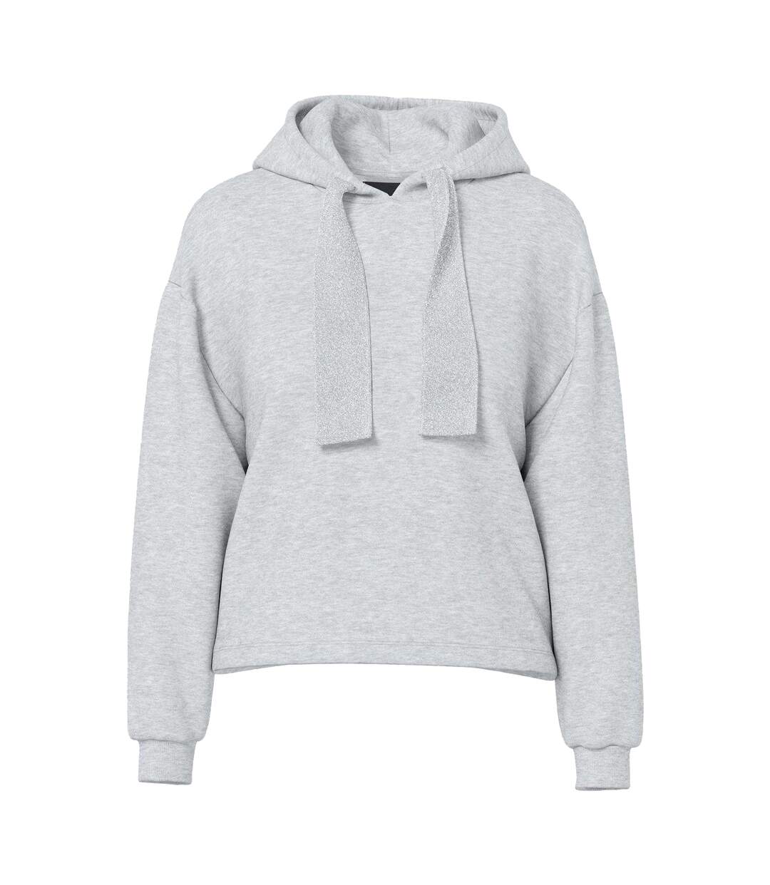 Womens/ladies Chilli Plain Long-sleeved Hoodie Light Grey Pieces-2