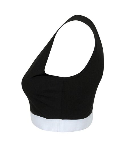 Skinni Fit Womens/Ladies Fashion Sleeveless Crop Top (Black/White) - UTRW5493