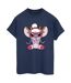 Disney Femmes/Ladies Lilo & Stitch Angel Reindeer Cotton Boyfriend T-Shirt (Bleu marine) - UTBI30548-1