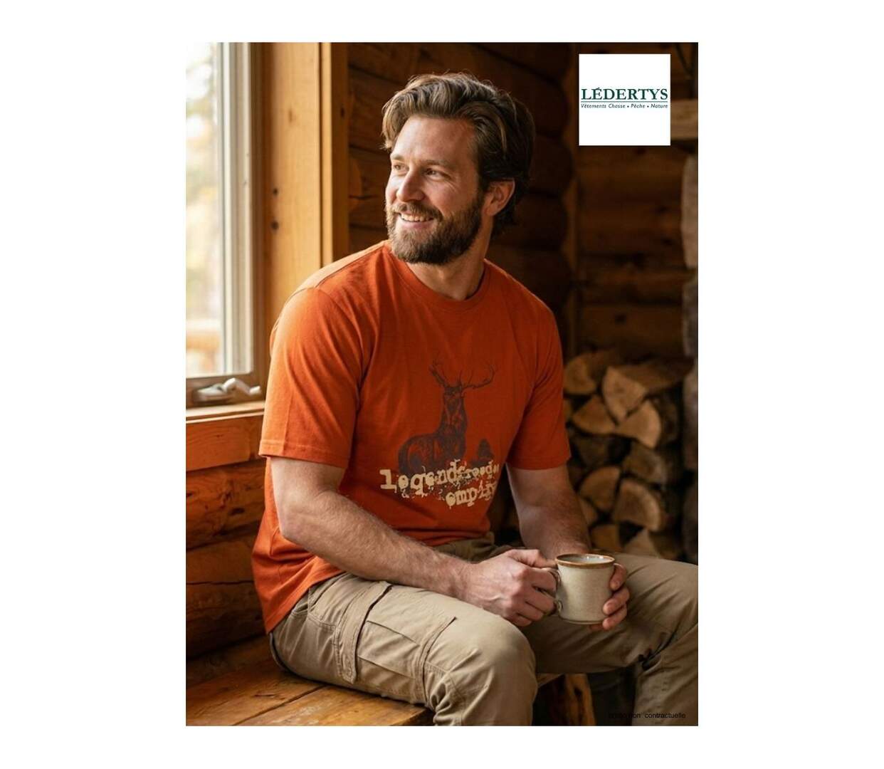 Tee-shirt Chasse Orange Ledertys LY0599O avec Motif Cerf-4