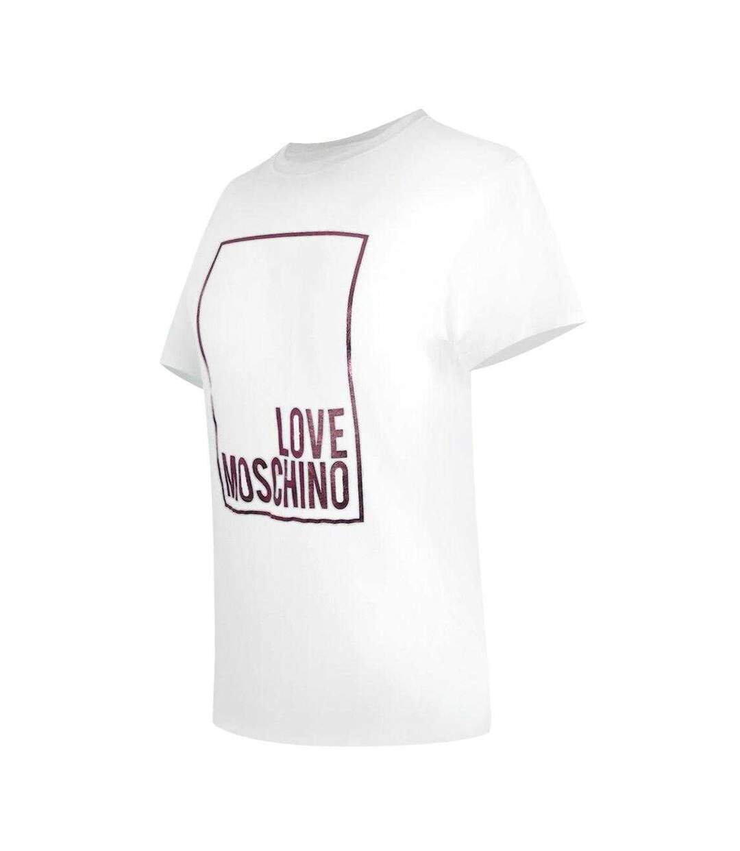 Womens/ladies Love Shiny Heart Cotton T-shirt White Shiny Love Moschino-3