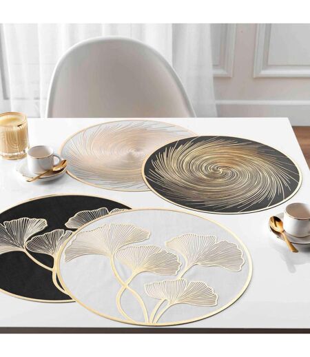 Set de Table Métallisé Spirale 38cm Blanc & Or