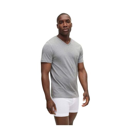 Lot De 3  T-shirts Motif/style Logo Homme Blanc Gris Noir Boss