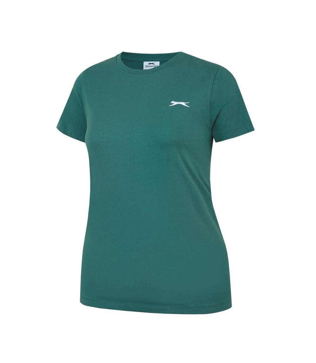 Womens/ladies Plain Crew Neck Fitted T-shirt Forest Green Slazenger-3
