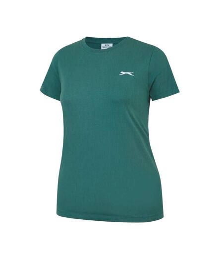 Womens/ladies Plain Crew Neck Fitted T-shirt Forest Green Slazenger