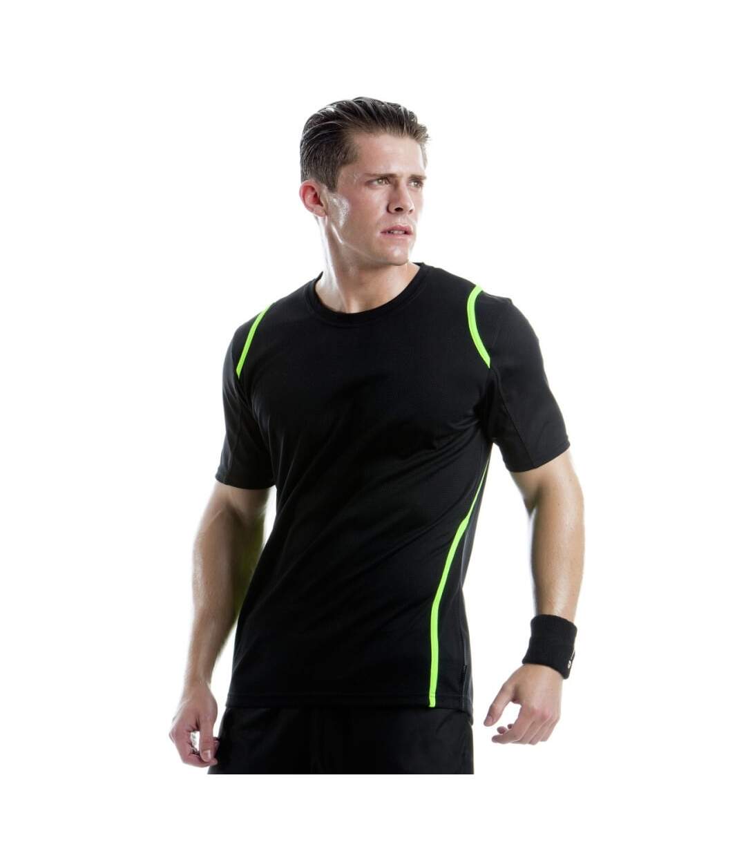 Cooltex t-shirt homme noir/vert citron fluorescent GAMEGEAR-2