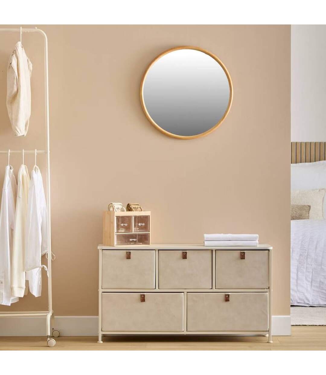 Commode basse 5 tiroirs TISSA - Beige-2