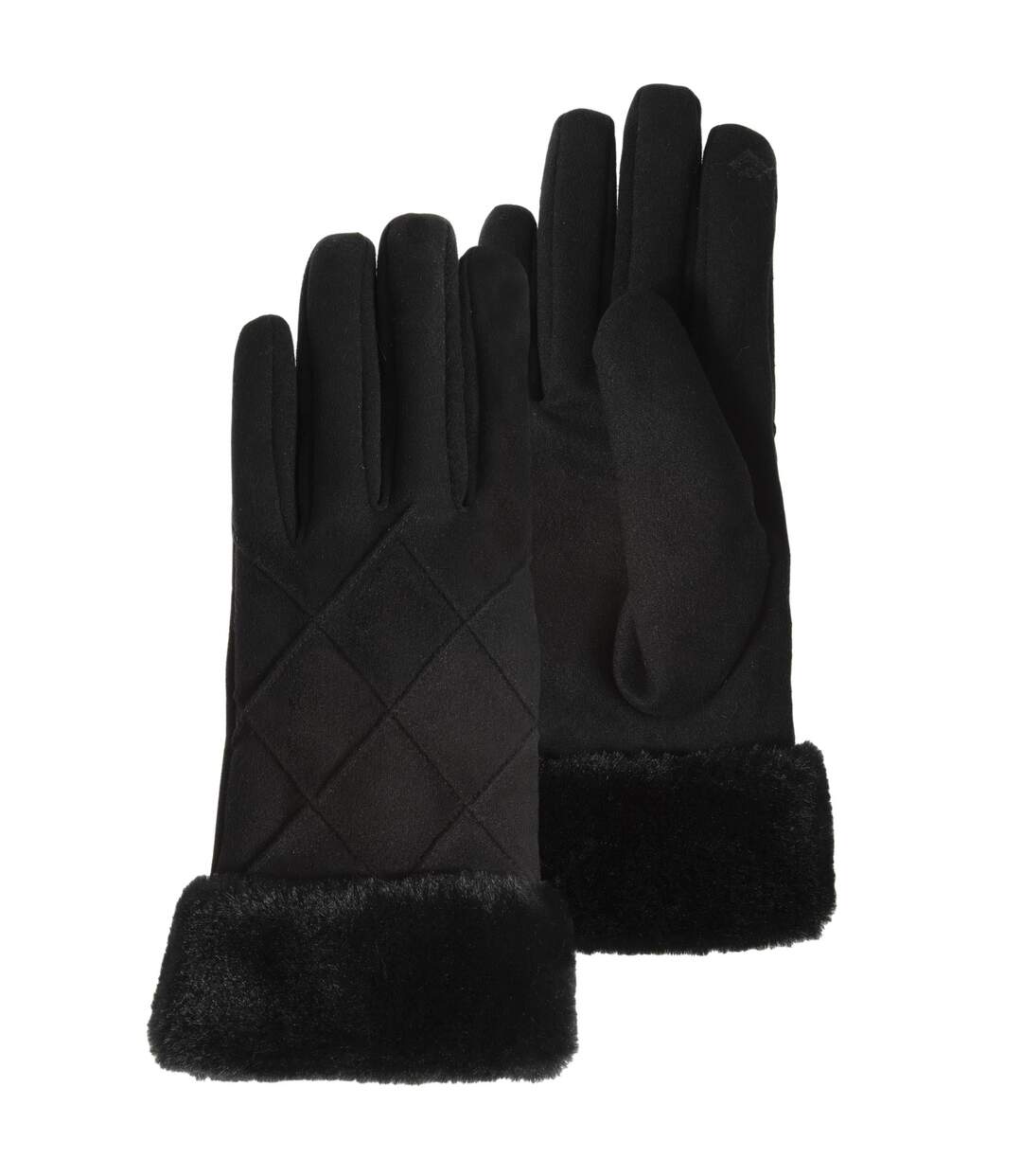 Isotoner Gants femme tactiles, chauds, doublés imitation fourrure, taille unique-1