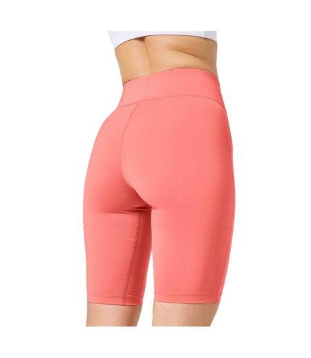 Womens/ladies High Waist Skinny Cycling Shorts Deep  Coral