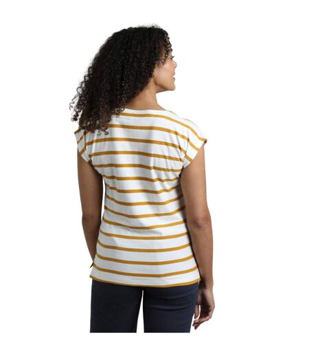 Womens/ladies bowe striped organic cotton jersey t-shirt deep amber Weird Fish