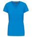 T-shirt manches courtes col V - K381 - bleu tropical - femme