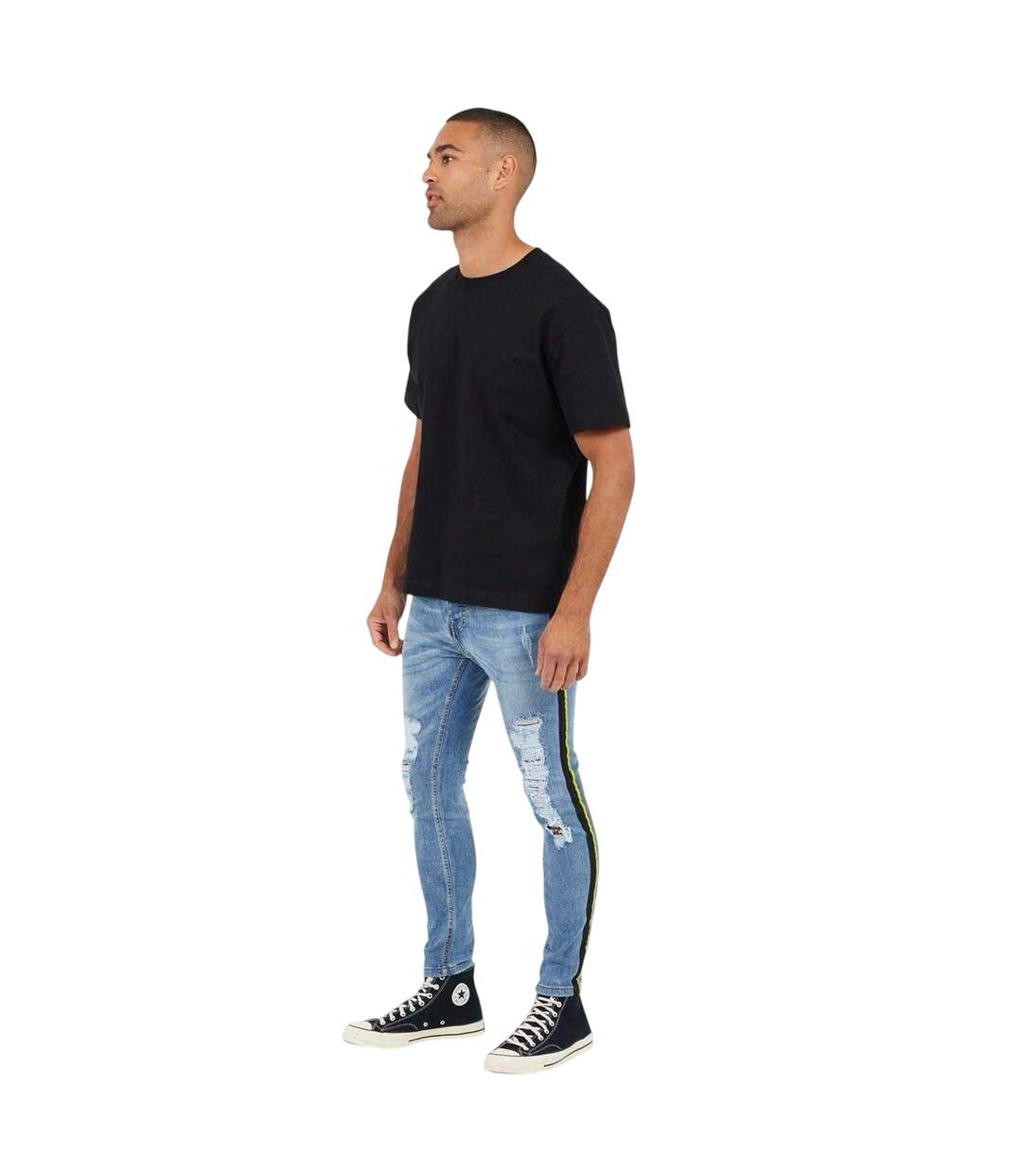 Mens Denim Distressed Taped Jeans Blue Brave Soul-1