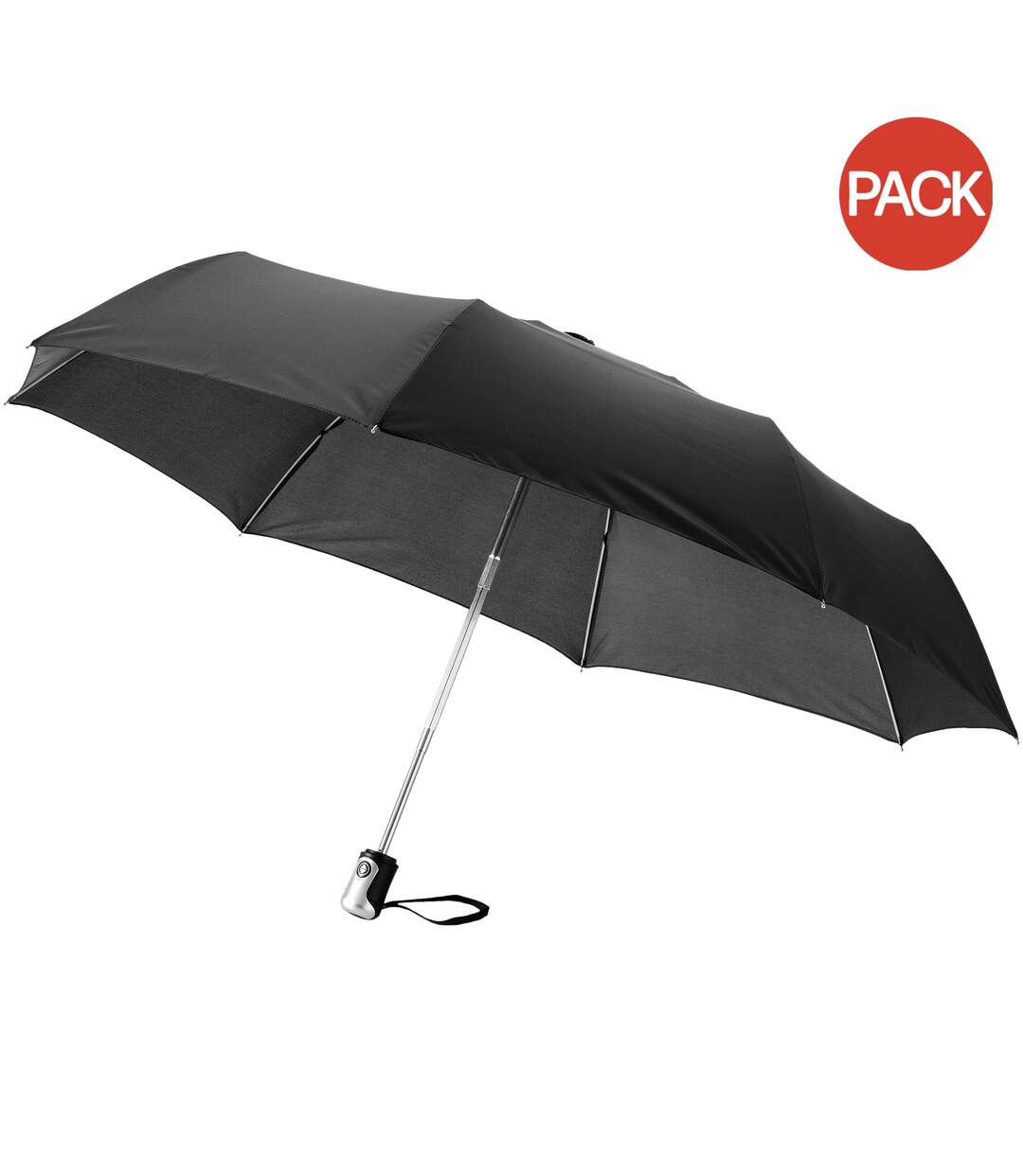 Bullet 21.5in Alex 3-Section Auto Open And Close Umbrella (Pack of 2) (Solid Black) (One Size)