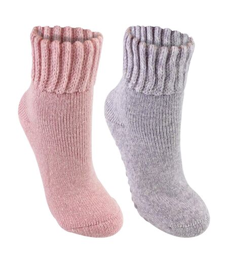 2 Pack Soft Warm Merino Wool Slipper Socks for Ladies