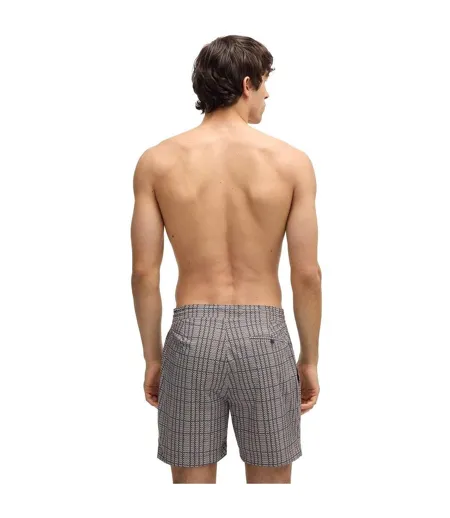 Short De Bain Motif/style Motif Écossais Homme Noir Boss