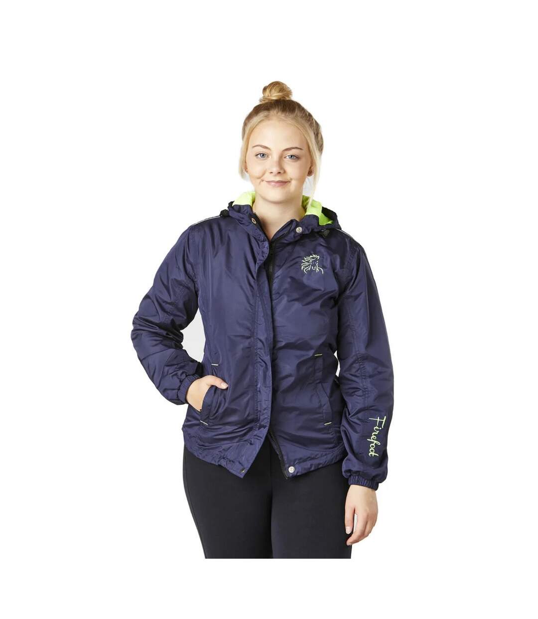 Womens/ladies basic jacket navy/lime Firefoot