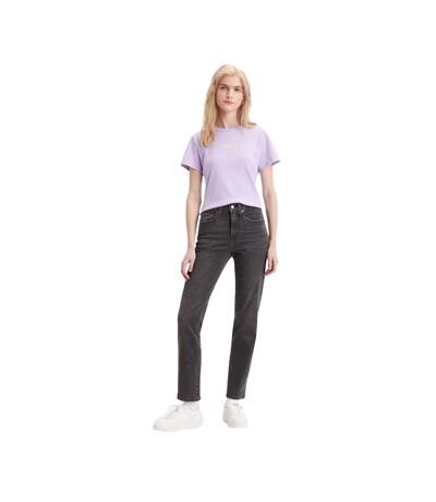 Womens/ladies 724 Out Of Mind Leather Patch Straight Leg High Rise Jeans Black Levis