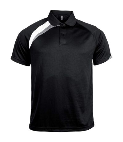 Kariban Proact Mens Short Sleeve Quick Dry Polo Shirt (Black/ White/ Storm Grey) - UTRW4240