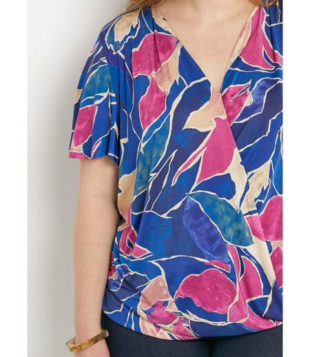 T-shirt cache-coeur long blousant motif floral