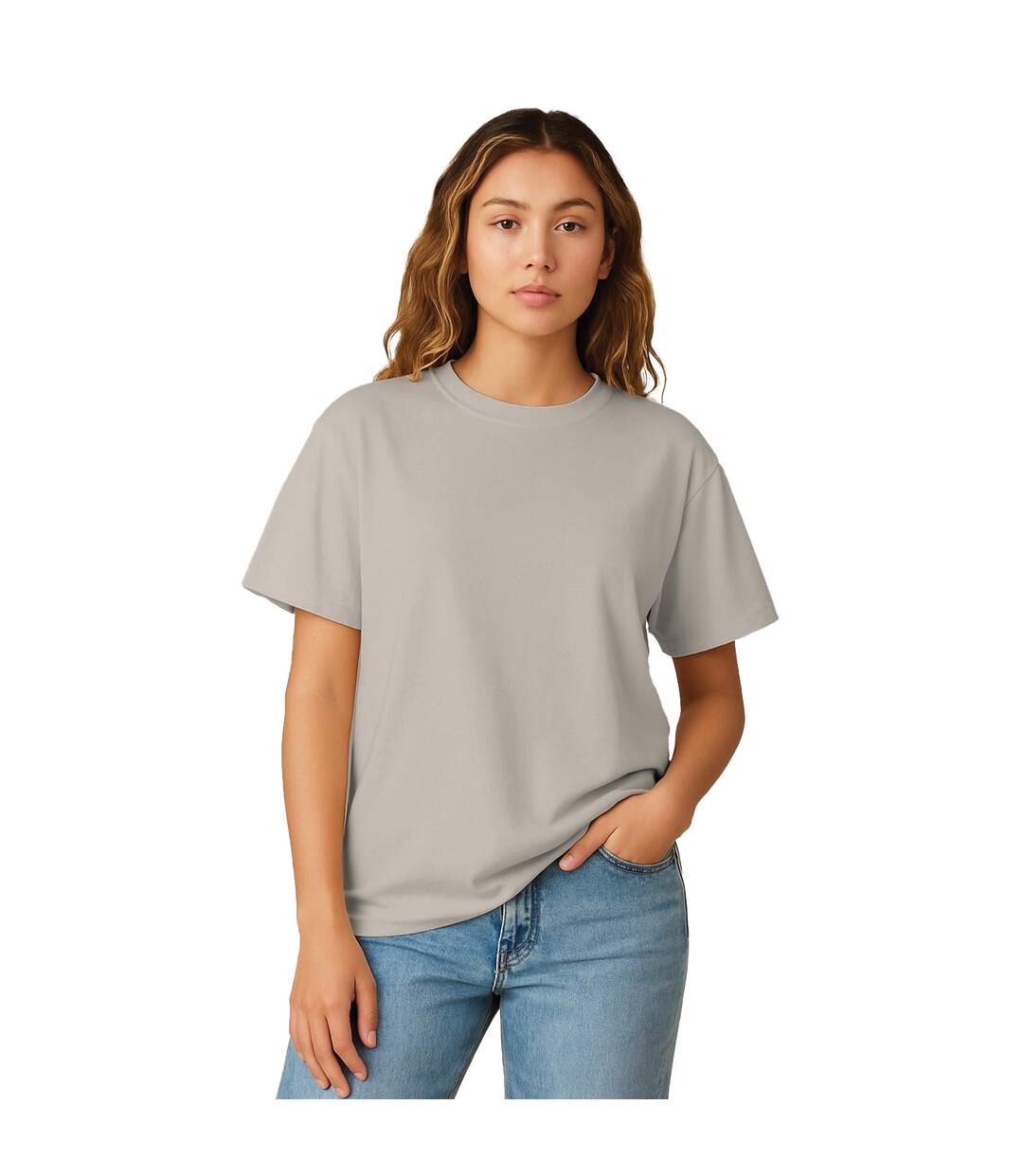 Womens/ladies Combed Cotton Oversized T-shirt Stone Casual Classics-1