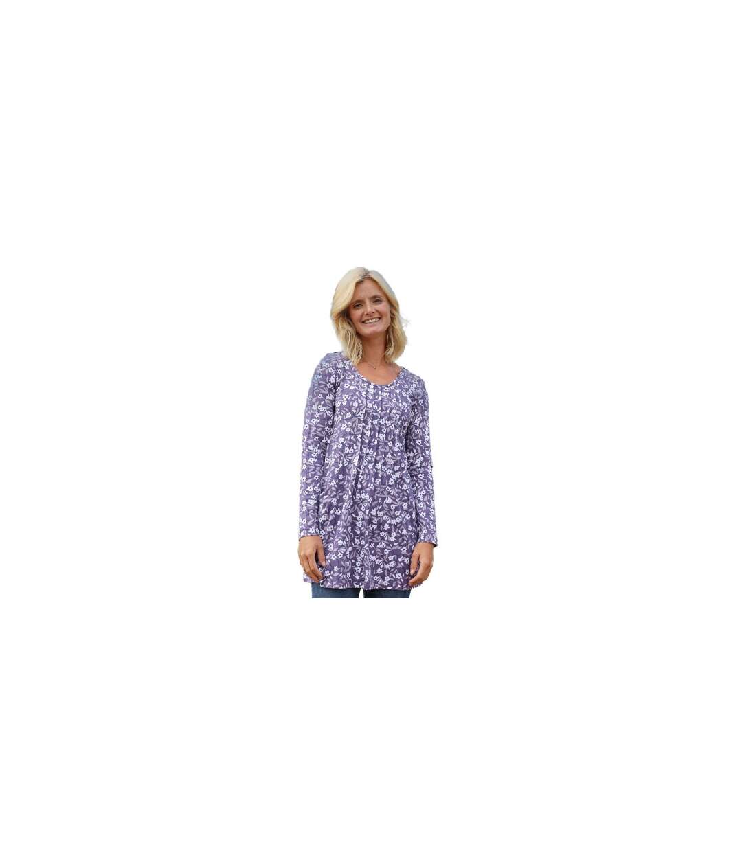 Tunique Motif/style Campanules Femme Violet Lazy Jacks-1