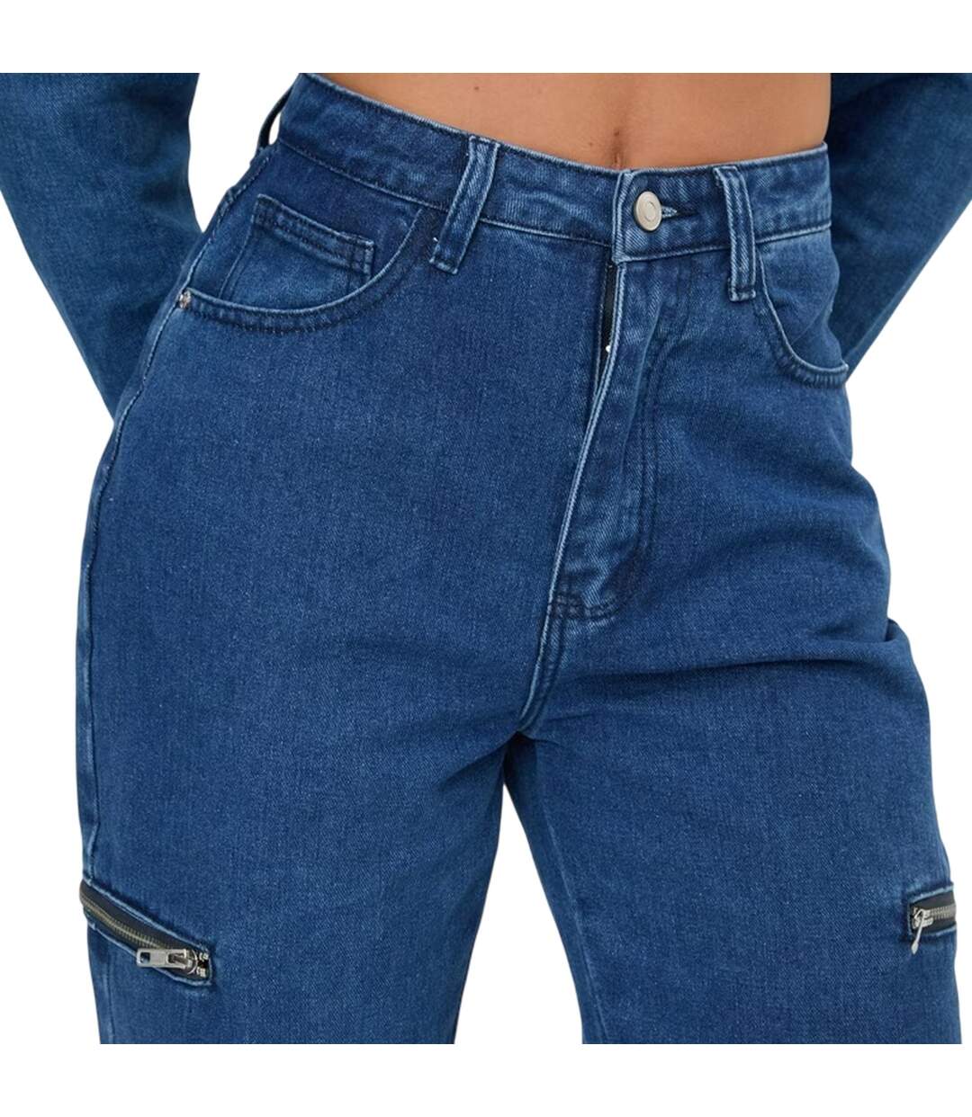 Jean Motif/style Zippé Femme Bleu I Saw It First-4