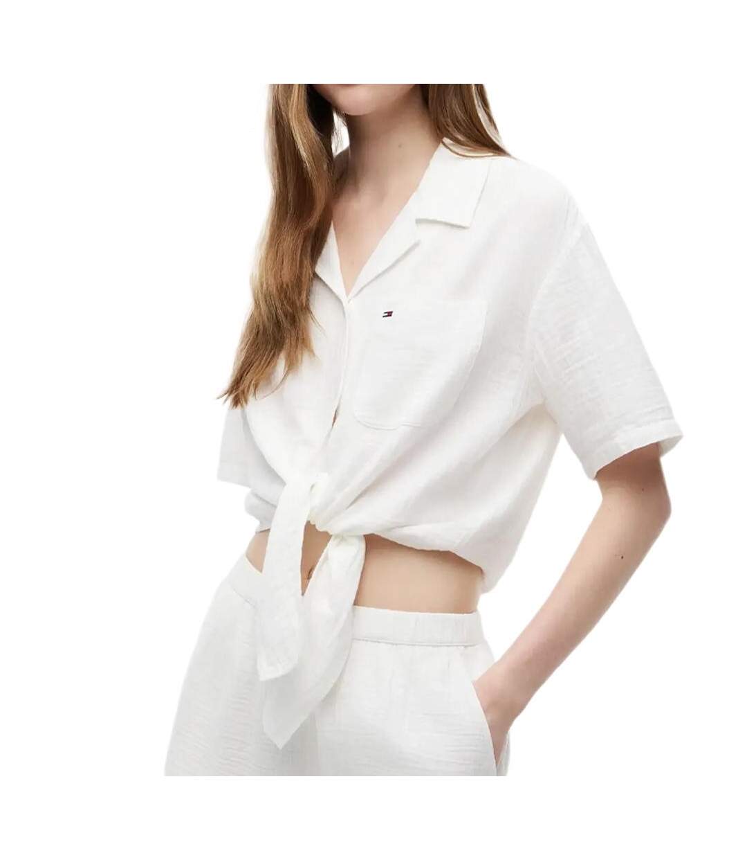Chemise blanche femme tommy hilfiger textured-1