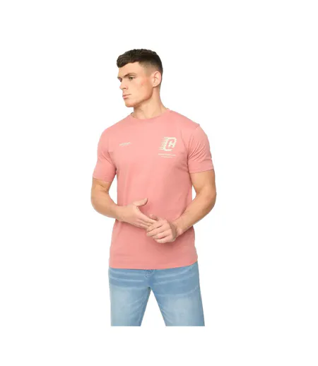 Mens Morville Cotton T-shirt Pink Crosshatch
