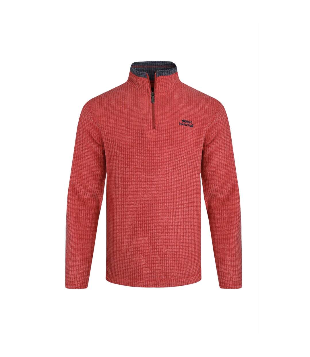 Mens newark grid eco friendly quarter zip fleece top barberry red marl Weird Fish-1