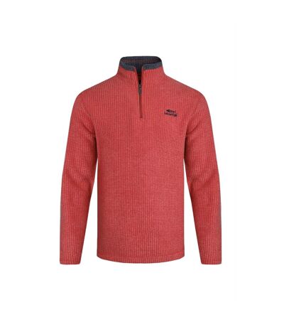 Mens newark grid eco friendly quarter zip fleece top barberry red marl Weird Fish