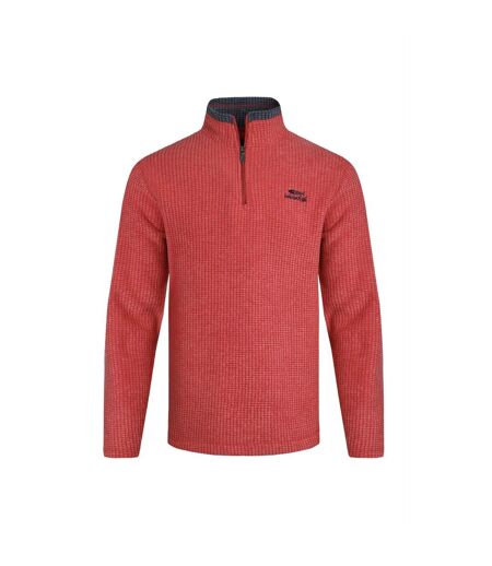 Mens newark grid eco friendly quarter zip fleece top barberry red marl Weird Fish
