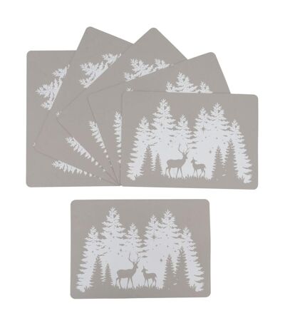 Sets de table rectangulaires en vinyle gris Cerf (lot de 6)