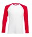 T-shirt de baseball à manches longues  pour homme blanc/rouge Fruit of the Loom-1