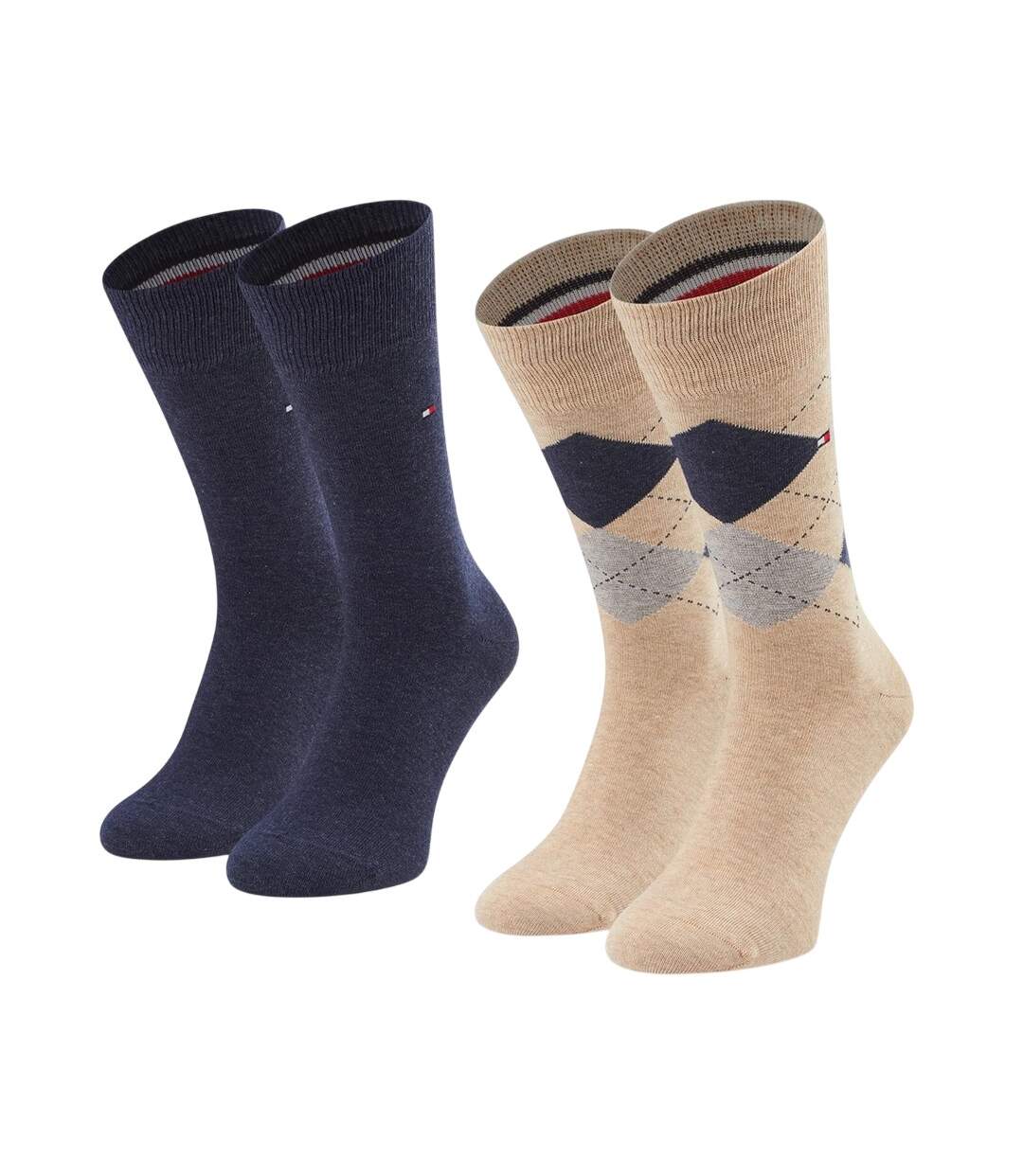 Chaussettes Style Losange Homme Beige Bleu Marine Tommy Hilfiger-2