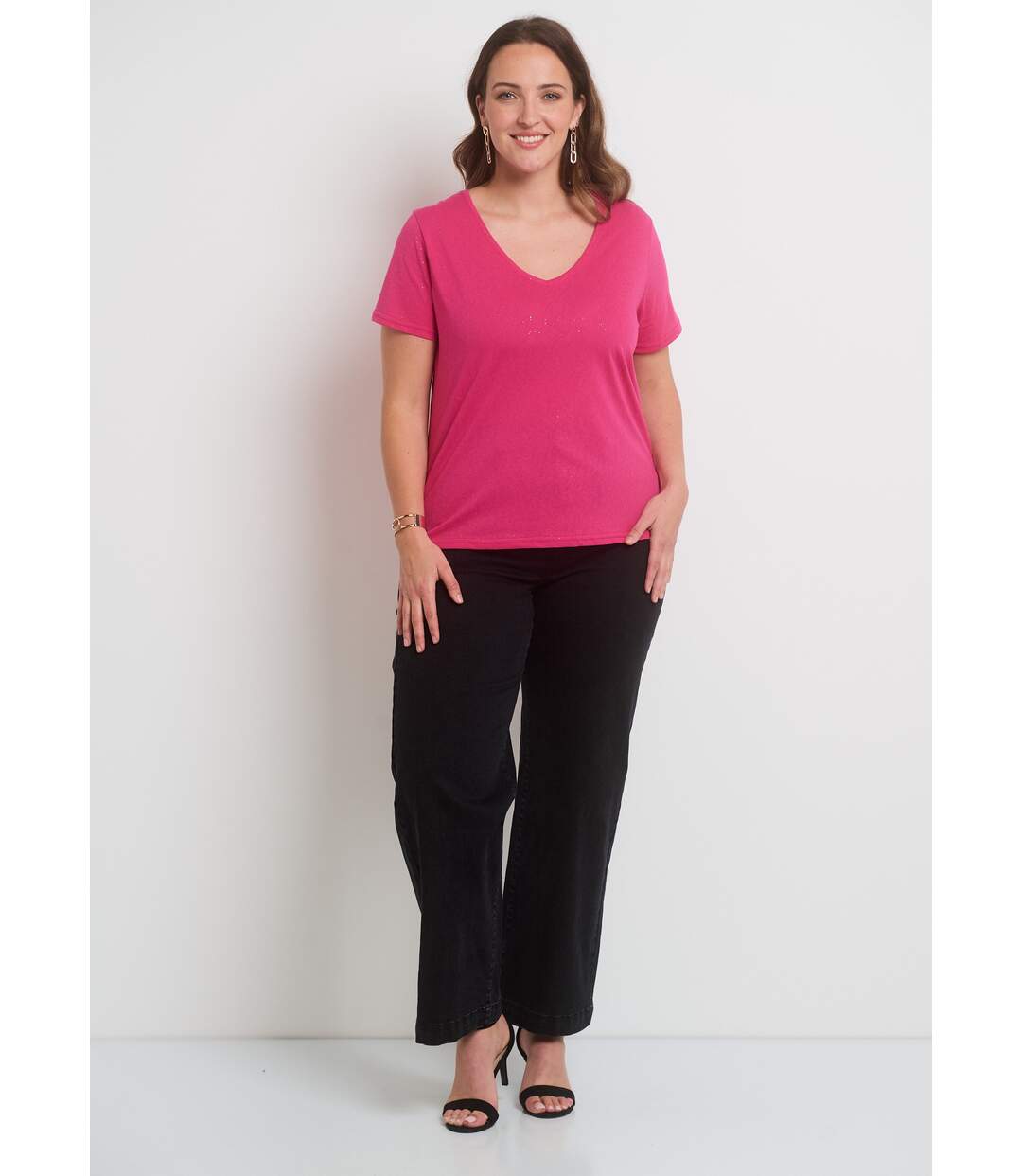 T-shirt maille pailletée manches courtes-3