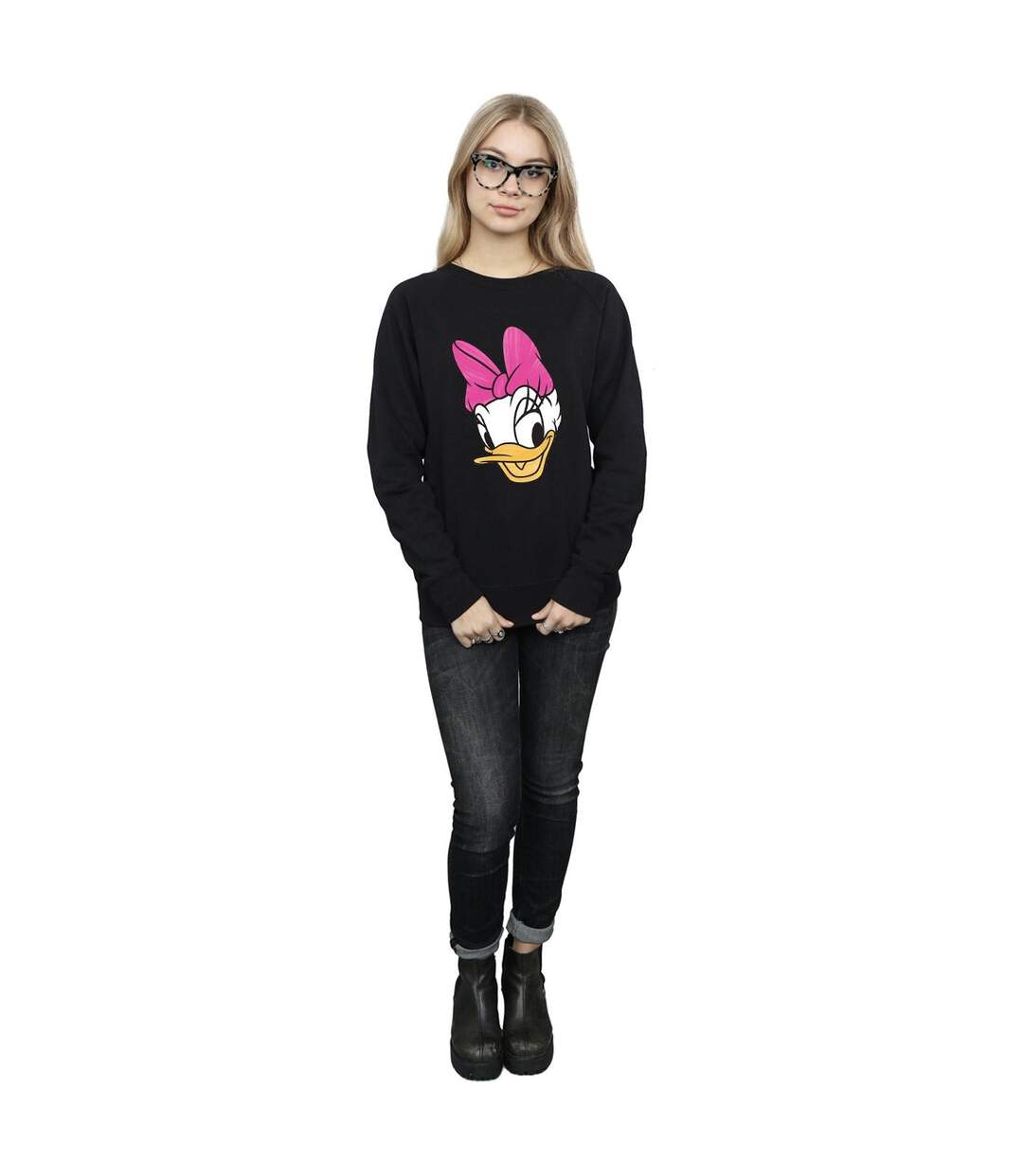 Disney Sweatshirt peint Daisy Duck Head Womens/Ladies (Noir) - UTBI26956-4