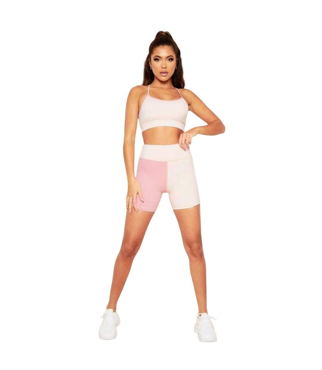 Short Sport Motif/style Blocs De Couleurs Femme Rose Missy Empire-1