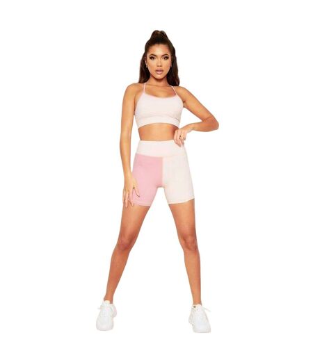 Short Sport Motif/style Blocs De Couleurs Femme Rose Missy Empire