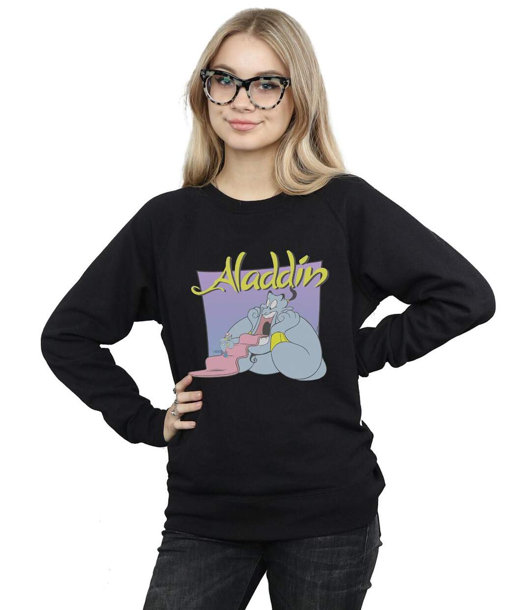 Disney - Sweat ALADDIN GENIE WISHING DUDE - Femme (Noir) - UTBI13451-2